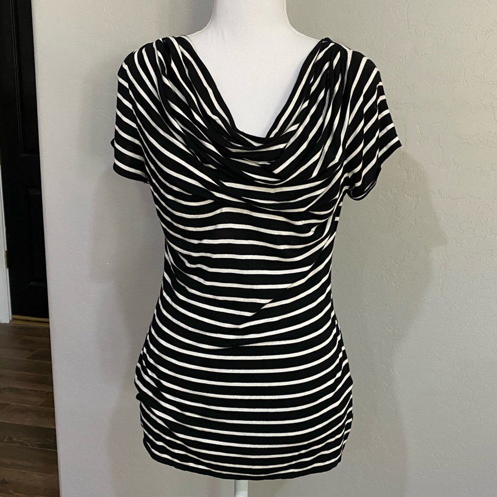 Max Studio Drape Neck Striped Top Size M